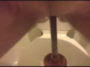 toilet brusher as dildo and cum
