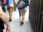 Perfect hot legs tight miniskirt girl candid