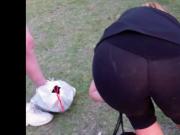 big ass blonde in leggings at concert