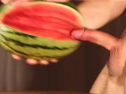 water melon cum - fucking a melon and cumming