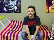 Skinny cutie gets interviewed and then he toys with his dick