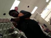 Big booty ebony MILF teasing me but I got too close.