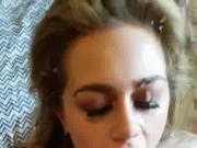 Hot chick gets a facial shower