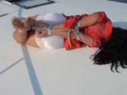 hogtied on a boat