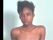 Slender black girl has powerfull orgasm