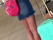 Cute teen in jean skirt