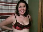 milf wife stripping red bra