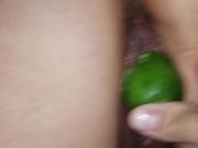 Fucked with a huge cucumber