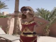 Jessica Chastain practicing belly dancing