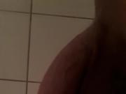 Fat curved cock grows in the shower