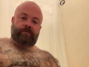 Cute bear in shower