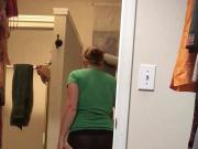 Spying chubby wife in the bathroom hidden cam