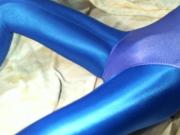 Blue Ribbed Leotard over Blue Unitard 01