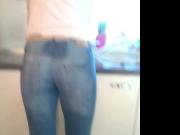 Milf wife's ass in tight jeans