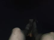 Wetting stocking feet and panties by the river