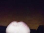 Submissive slut sucks her man in a porn theater