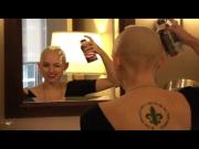 Sexy model shaves her own head bald