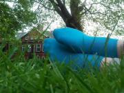 Teasing with my Blue Socks in a Park