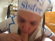 AW bradford pvc nurse slut sucking dick