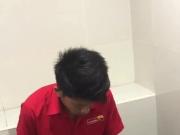 Caught asian in toilet