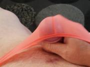 HUGE CUMSHOT THROUGH STOLEN ORANGE PANTIES 5.7.18