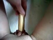 Delicious pussy lips and golden dildo