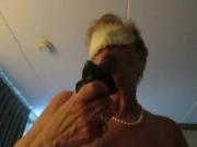 Aunt sue blindfold cum