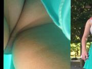 Big boobs teen in park Europe