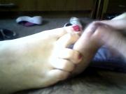 footjob red toes wife