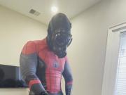 Rubber sipderman big cum with rubber toes socks