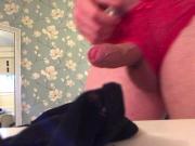 Wank and cumshot in pink panties jerk