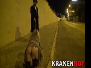 BDSM in the streets with submissive mature