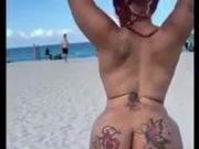 Big Booty Ebony Chick Walking Naked On The Beach