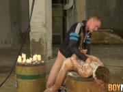 Waxed twink Ariel Black anally pounded with maledom cock