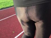 Spandex Angel - Public black shiny spandex