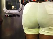 Thick Booty Ebony Milf in White Shorts