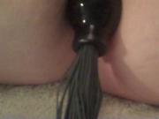 rubbing my pierced clit with my ponytail butt plug up my ass