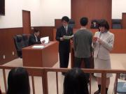 asian lawyer having to hand job in the court