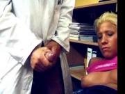 Blond patient seduced by creepy doctor with huge cock