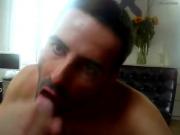 Sucking buddy on the sofa and he cums in my mouth