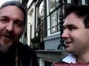 Brunette whore fucks tourist after sucking his dick