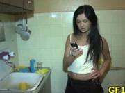 Just stare at her playing with hard cock