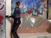 Bukkake babe wanks gloryhole