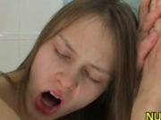 Sex appeal hot chick kneels and performs