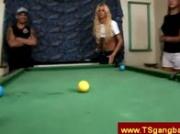 Horny group of trannies playing pool gets bored of the game