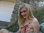 Blonde Sweetheart Fingers Her Pussy In Public