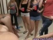 Sorority girls stripped and fucked with a sex toy by lesbians