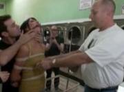 Amateur gangbang fucked in laundromat