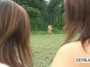 Japanese nudists have outdoor handjob and blowjob orgy