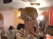 Dancers swinging dick on stage